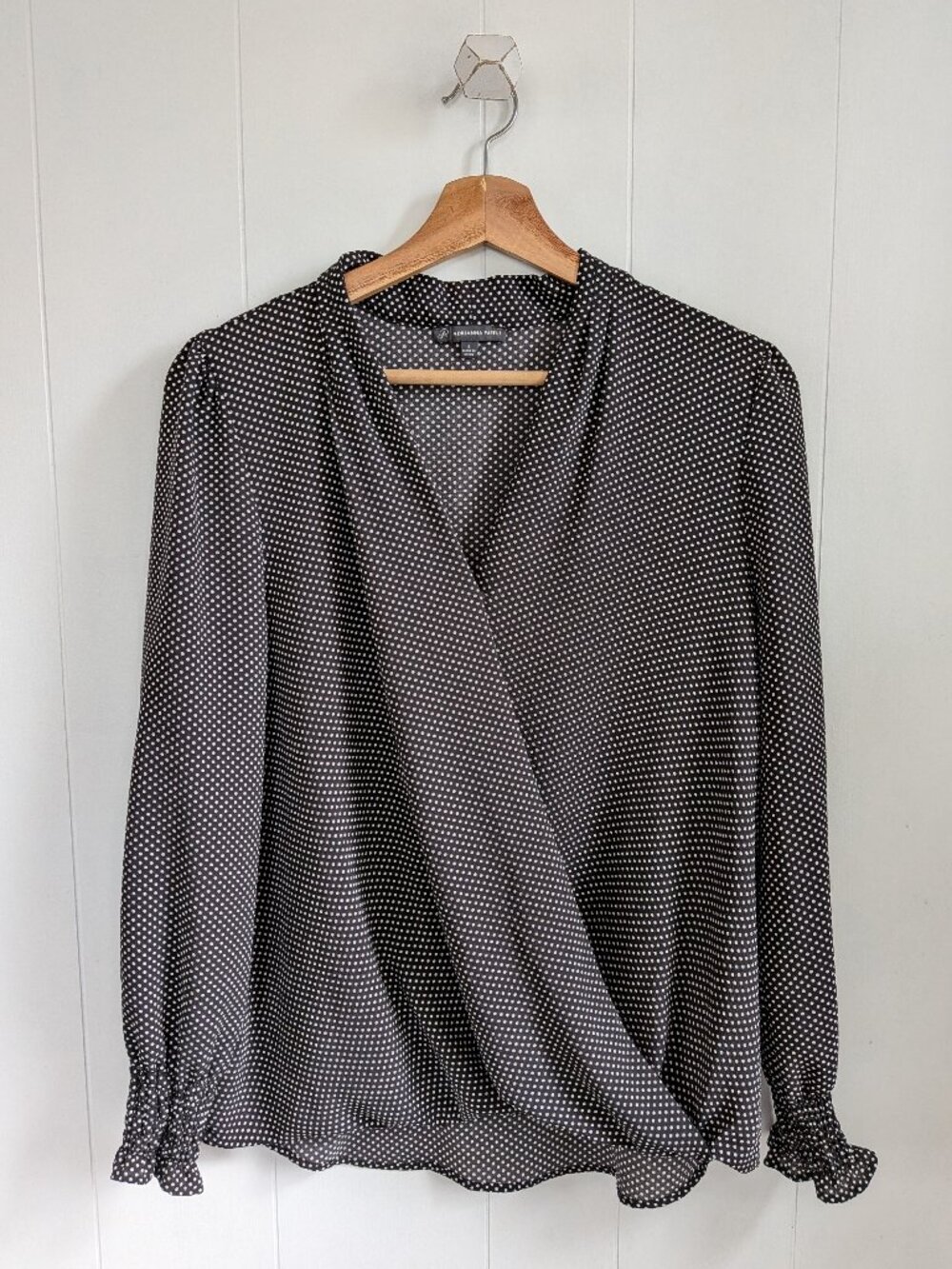 ADRIANNA PAPELL Polka Dot Crossover Blouse